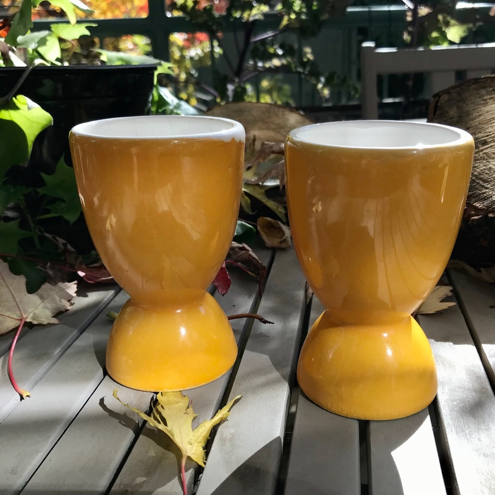 Vintage - Yellow ceramic « wine » glasses